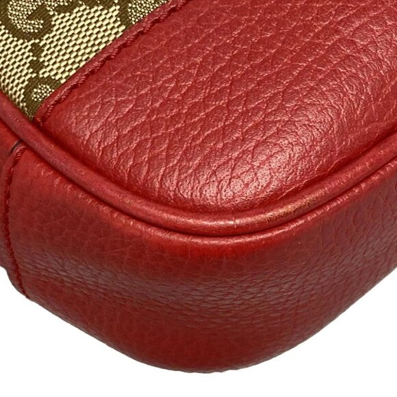 Auth GUCCI Bree/GG Beige Brown Red Jacquard Leather Shoulder Bag - Picture 9 of 14